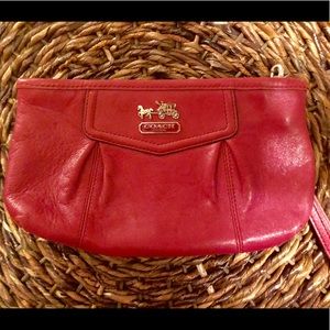 Pink Leather Coach Wristlet